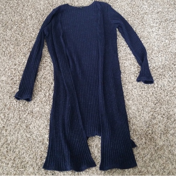 Papermoon Navy Long Open Cardigan Sweater - Picture 1 of 4